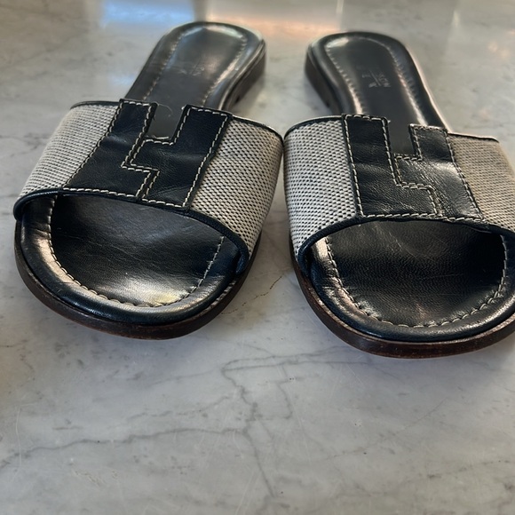 Lambertson Truex Leather and Canvas Slides 36.5 - Picture 6 of 6